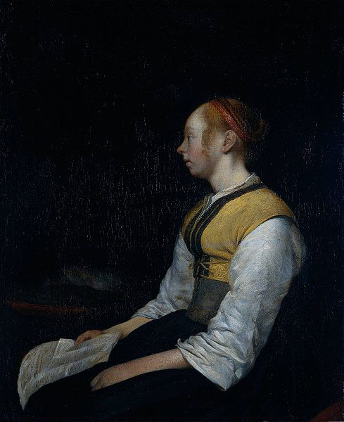 Seated girl in peasant costume, probably Gesina (1631-90), the painter